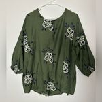 Kindred  Olive Floral Embroidered Blouse 2X Photo 2