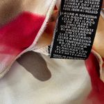 Harve B Red Cream Tan Floral Ruffled Satin Sleeveless Blouse Medium Photo 4