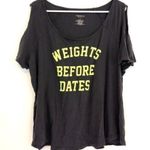 Torrid NEW  ACTIVE Plus Gray Graphic Weights Before Dates Cold Shoulder T-Shirt Photo 0