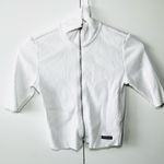 Calvin Klein Jeans Calvin Klein White Ribbed Full Zip Mock Neck  Crop Top - XS Photo 0