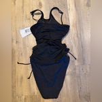 Becca NWT  Muse Macie High Neck Black Mesh Overlay One Piece Small Swimsuit Photo 6