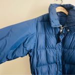 Vintage COMFY Goose Down Long Puffer Coat Blue Belted Seattle USA 70s 80s Size L Photo 5