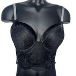 Victoria's Secret Very Sexy Shine Strap Black Lace Demi Bustier 36C Push Up Photo 0