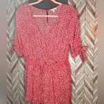 Kori  American Ladies Sleeve Tied Red‎ White Floral Romper Women’s Medium Photo 2