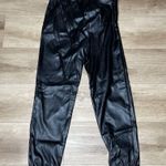 AQUA Women's Black Faux Leather Elastic Waist/Ankle Pull On Jogger Pants sz S Photo 1