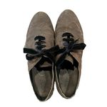 Born grey brown suede black velvet lace up shoes w/ rubber sole VGUC Photo 1