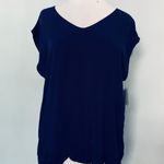 Liz Claiborne NWT  Navy Blue Short Sleeve Blouse Top Photo 1