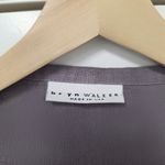 Bryn Walker  Open Waterfall Gray Cardigan 100% Linen Preppy Minimalist Work Class Photo 2