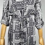 Velvet by Graham & Spencer Patterned Button Down Shirt Dress Grey & Cream Sz S Gray Photo 1