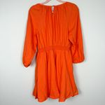 J.Crew Palermo Linen Smocked Waist Mini Dress Long Sleeve Orange Size Small Photo 5
