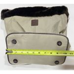 Liz Claiborne  Tan Poly Vinyl Brown Faux Fur Trimmed Handbag Photo 14
