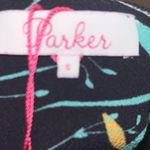 Parker Black Floral Crepe JOELLE Long Sleeve Ruffle Fit Flare Dress Size Small Photo 3