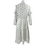 Sharon Max White Floral Long Sleeve Ruffle Tie Neck Tiered A Line Midi Dress M Size M Photo 2