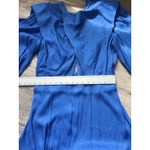 FARM RIO SHOULDERPADS SATIN LONG SLEEVE BLUE MAXI DRESS SIZE LARGE $260 NWT #194 Photo 2