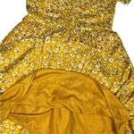 Floral Midi Dress PS Yellow Short Sleeve Deep V Neck Casual Spring Boho Chic Size 4P Photo 3