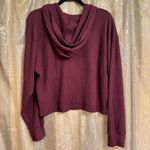Hollister  Burgundy Waffle Oversized Cropped Hoodie Sweater Medium Photo 1