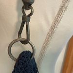 The Sak  Woven Crochet Bag Navy Blue With Braided Leather Handles Photo 2