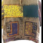 Vintage hand painted 80’s patchwork acid wash color block denim jacket 16 Yellow Photo 6