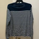 La Ligne Henley Navy Ivory Stripe Relaxed Long Sleeve Pullover V Photo 3