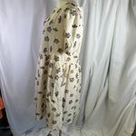 Cloud Ten Women's Large Linen Blend Dress Cream Black Floral Print Pockets New Photo 6