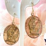 Egyptian Revival Earrings Gold Tone Oval Dangle Queen Ancient Ankah Photo 3