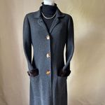 Vintage Fathi Due Paris Pure Cashmere Coatigan S/M Gray Fur Cuff Long Maxi Coat Photo 5