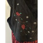 Vintage Bobbie Brooks Jumper Dress Womens XL 16/18 Plaid Embroidery Holiday NEW Red Photo 2