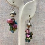 Boho Dangle Earrings Silver Tone Shell Beads Bell Sound Beach Vacation Coastal Photo 4