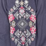 Knox Rose NWT  Embroidered Floral Flower Coal Soft Boho Coastal Top Large Photo 4