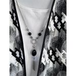 Alfred Dunner Black and White Women's 2 Piece Quarter Sleeve Blouse w/ Necklace Size undefined Photo 1