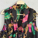 Ralph Lauren Vintage 90's Lauren  Equestrian Blouse Size 22W Neck Tie Horse Race Photo 1