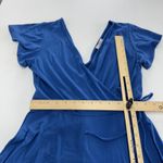 Gilli Dress Womens Small Blue Wrap Short Sleeve Fit Flare Made USA Stretchy Photo 5