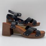 Gianni Bini GB Womens 10 Shoes Black Leather Sandals Heels Open Toe Ankle Strap Photo 1