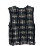 Laura Ashley VTG  Sweater Vest S Wool Button Up Floral Plaid Fair Isle Grannycore Photo 3