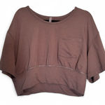 Free People Movement Brown Short Sleeve Cropped Sweater Womens XL Athletic Fall Photo 0