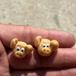 Vintage Ceramic Pig Earrings Farm Animals Piglet Jewelry Women’s Handmade Orange Photo 5
