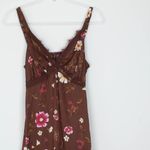 Old Navy  Womens Babydoll Lace Floral Satin Midi Slip‎ Dress Size M Open Back Y2K Photo 1