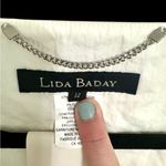 Lida Baday Cream Stretch Open Front Belted Jacket White Size 12 Photo 2