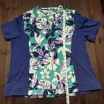 Lands' End Swim Sun Shirt Rash Guard Floral Short Sleeve Women’s Plus Size 1X Blue Photo 6