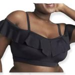 Cacique NWT  black bikini swim top ruffle off the shoulder sz 22 Photo 0