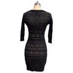 Catherine Malandrino  Black Crochet Mini Dress XS Long Sleeve Knit w/ Nude Slip Photo 1