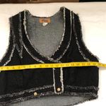 RARE Y2K Gothic Grunge Punk Rock Black Grey Sleeveless Denim Jean Vest Jacket Shirt Top Frayed Distressed Hem V Photo 3