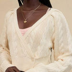 Aerie Chunky Knit Puff Sleeve Cropped Cardigan Sweater Ivory Cream White Trendy Photo 0