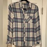 Beach Lunch Lounge Size XS Blue White Plaid Soft Flannel Button Down Shirt Photo 0