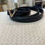 Black Leather Belt with Gold Buckle Photo 3