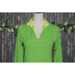 Kyodan  Ladies XS 1/4 Zip Athletic Top Green Yellow Striped Running Long Sleeve W Photo 6