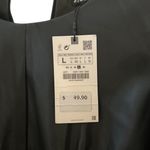 ZARA  Black Faux Leather Puff‎ Sleeve Midi Dress Photo 1