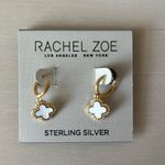 Rachel Zoe NWT sterling silver 14k gold plated white clover VCF drop earrings Photo 3