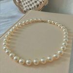 Champagne Bauble Pearl Necklace Vintage “Margrethe” Golden Ivory Classic Style White Photo 3