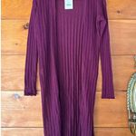 Free People NWT  Wine Purple Ribbed Long line Cardigan Topper Loungewear Size S Photo 1